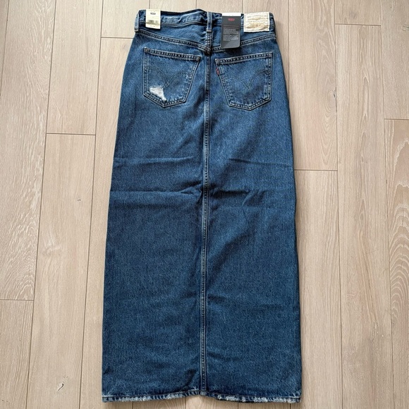 NWT Levi's Ankle Column Slit Denim Maxi Skirt Women’s Size 24 - Picture 4 of 15